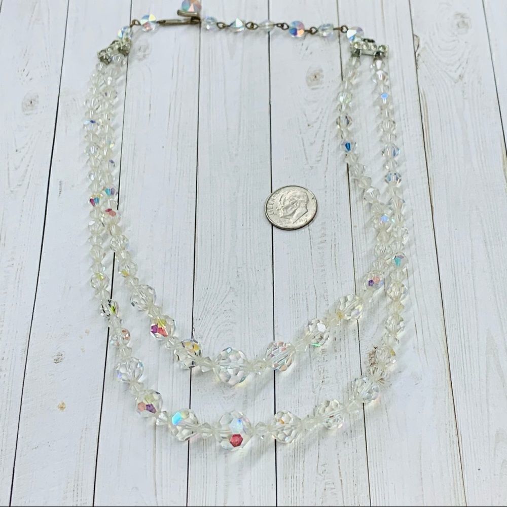 VTG AB Double Strand Glass Bead Necklace‎